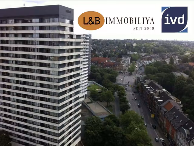 Let one-room flat on the 14th floor with balcony in Mülheim an der Ruhr